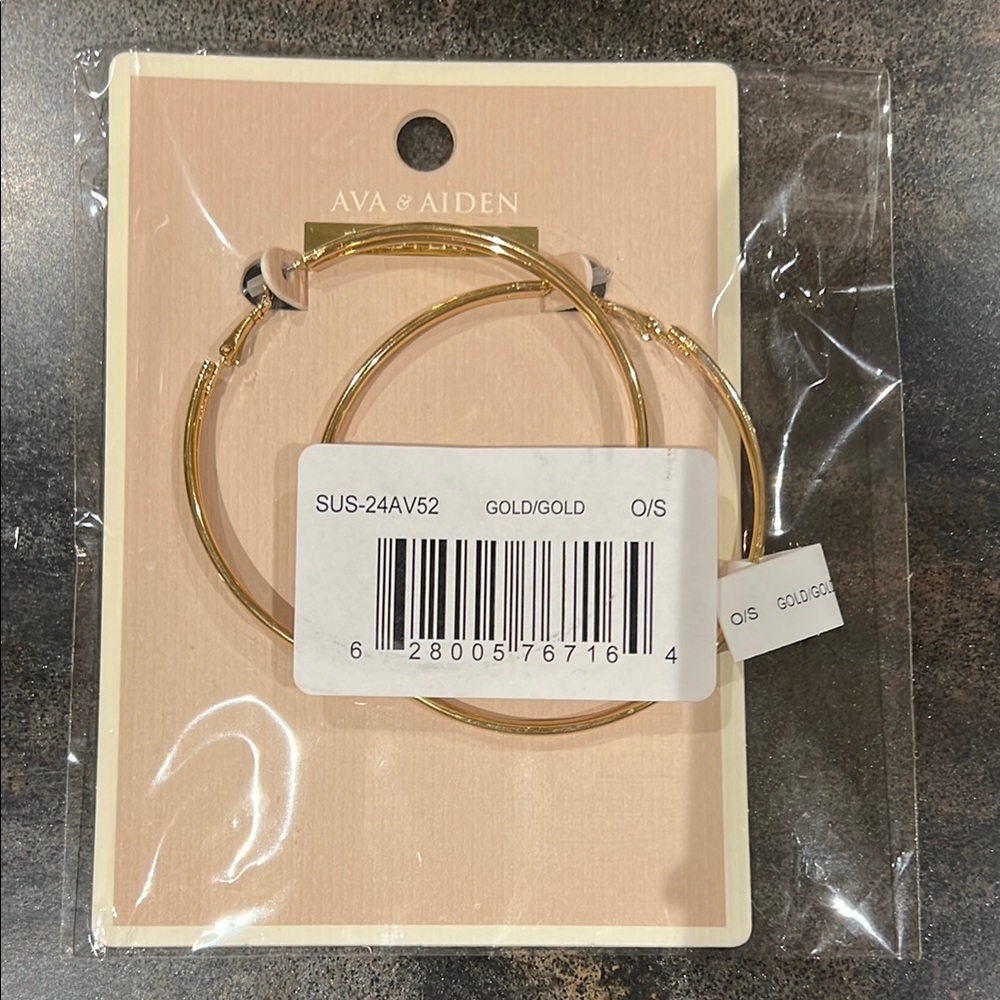 Ava & Aiden Gold Plated Hoop Earrings - Picture 2 of 2